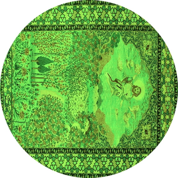 Ahgly Company Indoor Round Persian Green Traditional Area Rugs, 8' Round