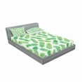 thumbnail image 3 of Ambesonne Green Fitted Sheet & Pillow Sham Set, Exotic Pineapple Pattern, Twin, Green White, 3 of 3
