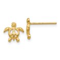 thumbnail image 1 of 14k Yellow Gold Peace Sea Turtle Stud Earrings Ball Button Animal Reptile, 1 of 7