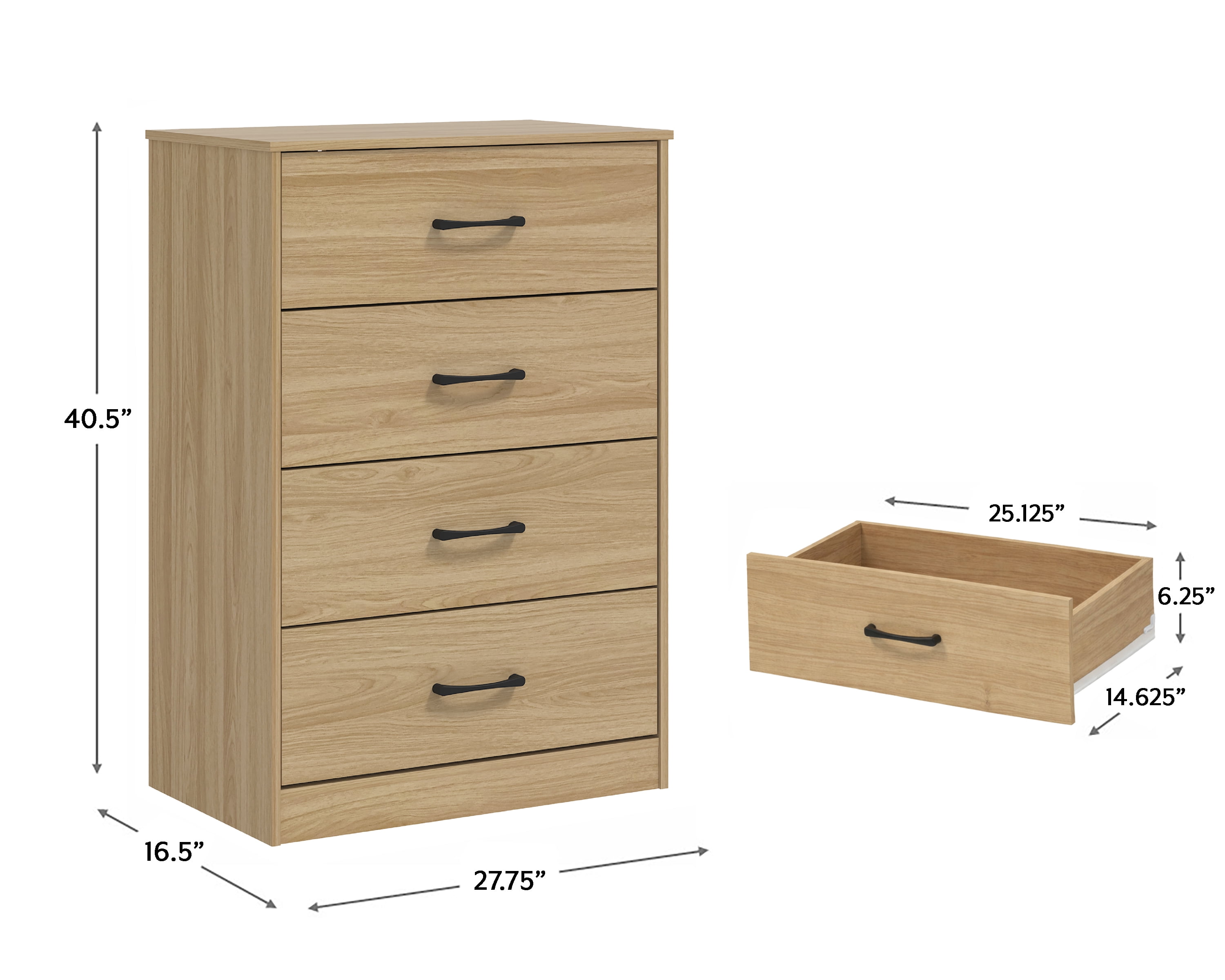 (3 pack) Mainstays Ardent 4 Drawer Dresser, Euro Oak