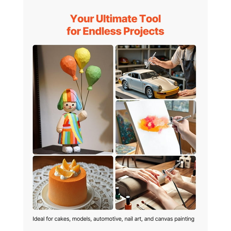 Dual Action Airbrush Kit With Compressor – 0.5mm Nozzle For Nails, Cakes, Art & More