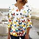 thumbnail image 1 of ICHUANYI ClearanceWomen‘s Summer Sexy Fold Printed Regular Women 3/4 Sleeves V Neck Button Tops Blouse(Multicolor, XL) ICHUANYI WER20232080505191, 1 of 5
