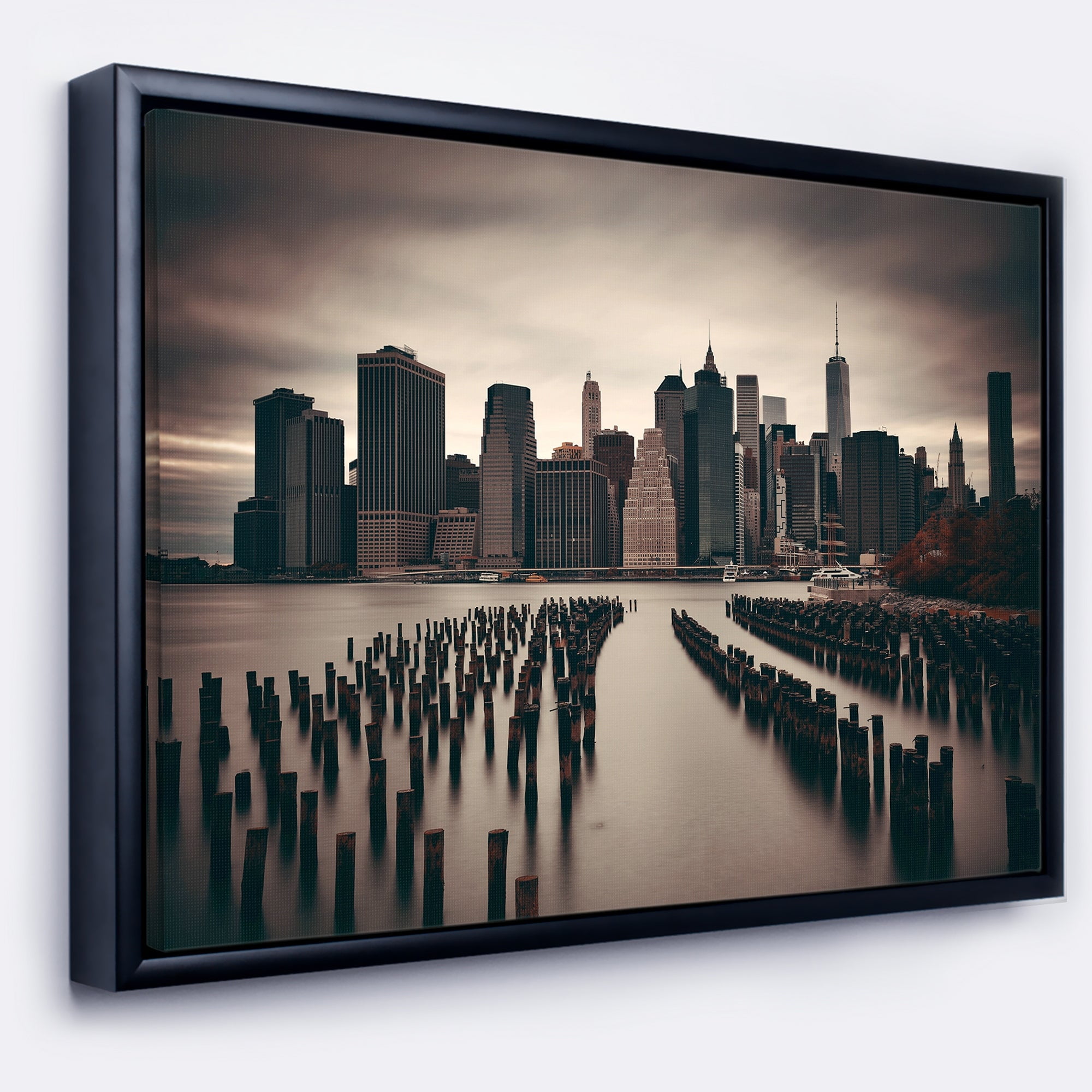 Design Art Manhattan Financial District Framed Canvas Art Print