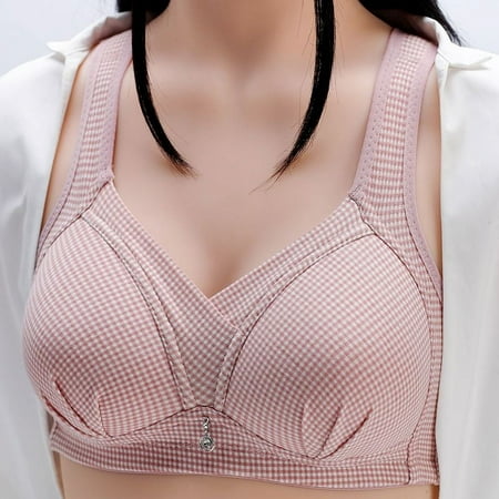 

DroolingDog Women s Bras Back Row of Buttons Soft Large Size Non-marking Pink Middle-Aged Underwear