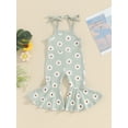 thumbnail image 2 of FEORJGP Kids Girl Summer Rompers 6M 1T 2T 3T 4T Toddler Baby Sleeveless Overalls Daisy Print Jumpsuit Wide-Leg Suspender Pants Bell Bottoms Infant Cute Casual Daily Clothes, 2 of 9