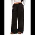 thumbnail image 1 of Pantalones Deportivos de Pierna para Mujer, Cintura Alta, Holgados, con Cordón Interior y Pierna Recta. Negro S, 1 of 10