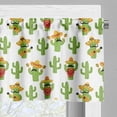 thumbnail image 3 of Ambesonne Cinco de Mayo Valance Pack of 2, Cactus Characters Fun, 54"X12", Lime Green White Mustard, 3 of 5