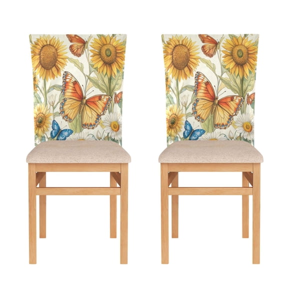 Decorative Chair Back Cover One Size x2 Chair Cover Dining Chair Slipcovers Chair Back Decoration Festival Chair Decoration Lovely Orange Butterflies