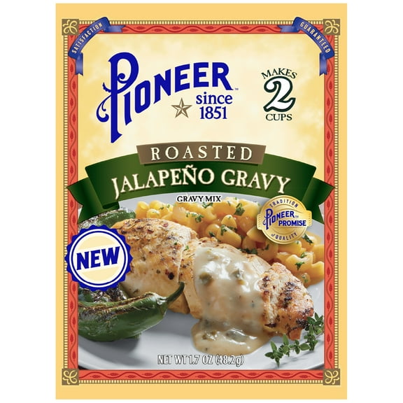 Pioneer Roasted Jalapeno Gravy Mix 1.7 oz 8 Servings, Gluten-Free and Dairy-Free