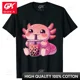 thumbnail image 1 of Ropa para hombre y mujer camisetas de algodón Kawaii Bubble Tea Boba Axolotl pantalón corto informal camisetas de manga para mujer con gráfico Harajuku, 1 of 7