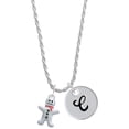 thumbnail image 1 of Delight Jewelry Silvertone Gingerbread Man with Red Scarf Silvertone Script Initial Disc - C - Charm Necklace, 20"+3", 1 of 4