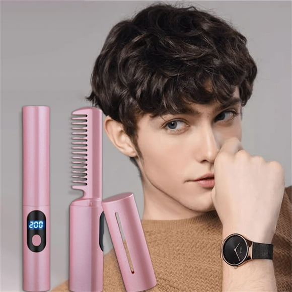 Curling Iron Deals! Wireless Mini Hair Straightener Electric Straightening Comb 2 In 1 Anti Scald Hair Straightener Brush And Curler Portable Hair Straightener Heating Mini Straightener For Home