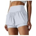 thumbnail image 2 of uublik Shorts for Women Plus Size with Pockets Yoga Super Soft Workout Shorts Gym White, 2 of 5