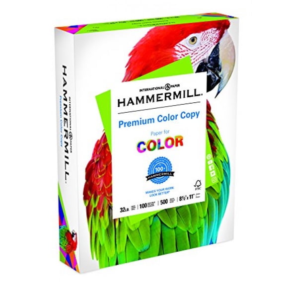 Hammermill Paper, Premium Color Copy Paper 8.5 x 11 Paper, Letter Size, 32lb Paper, 100 Bright, 1 Ream / 500 Sheets (102630R) Acid Free Paper