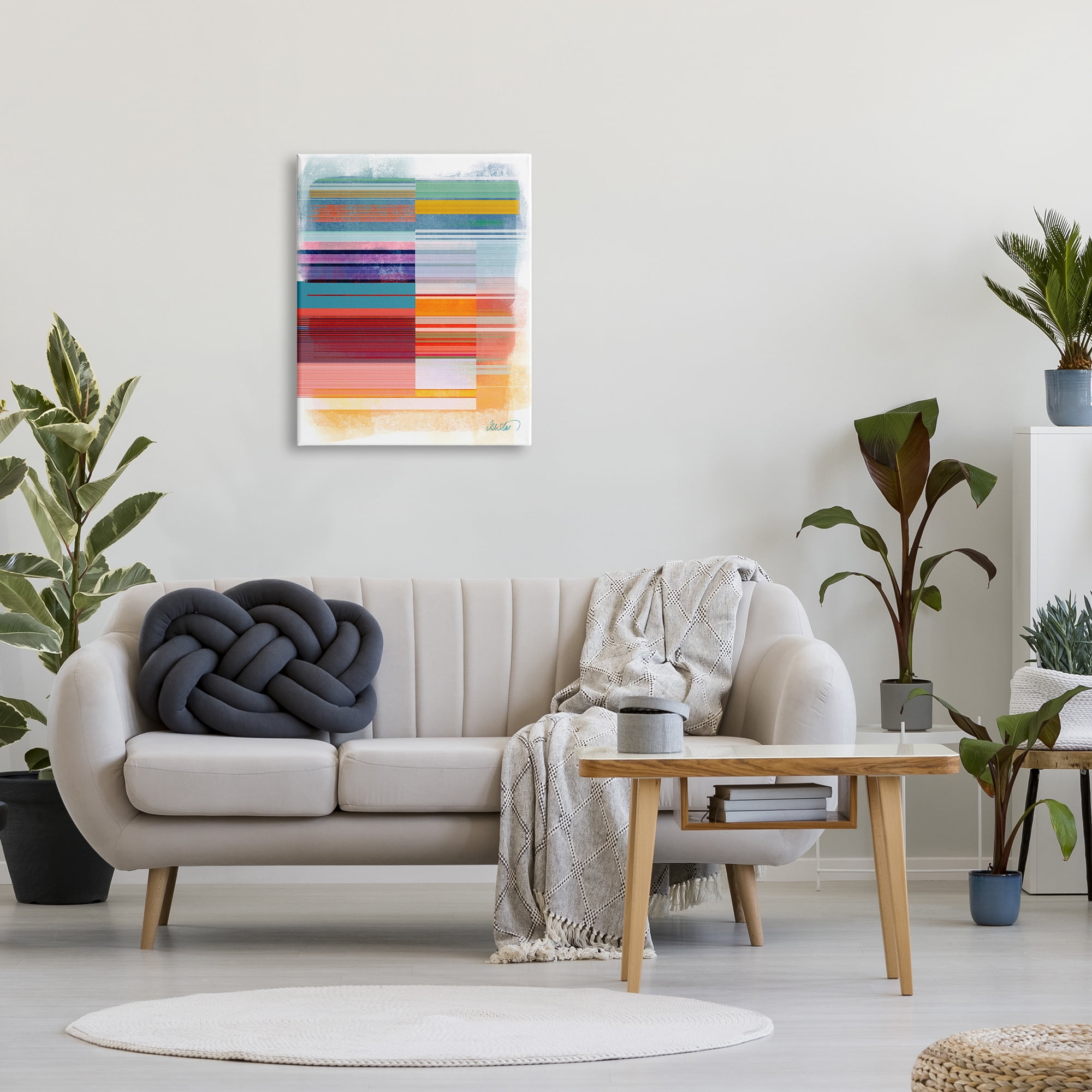 Stupell Industries Patterned Rainbow Abstract Abstract Painting Gallery Wrapped Canvas Art Print Wall Art, 24 x 30