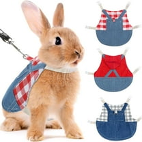 Rabbit Harness and Leash Small Animal Clothes for Rabbit Guinea Pig, Bunny Plaid Harness Leash Guinea Pig Blue Denim Black and White Plaid Dress for Kitten Chihuahua and Other Small Animals