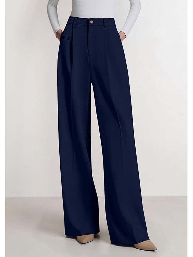 Prettygarden Womens Wide Leg Dress Pants Business Casual Flowy Work Palazzo Pants High Waisted Slacks Trousers, Women's, Size: Small, Blue