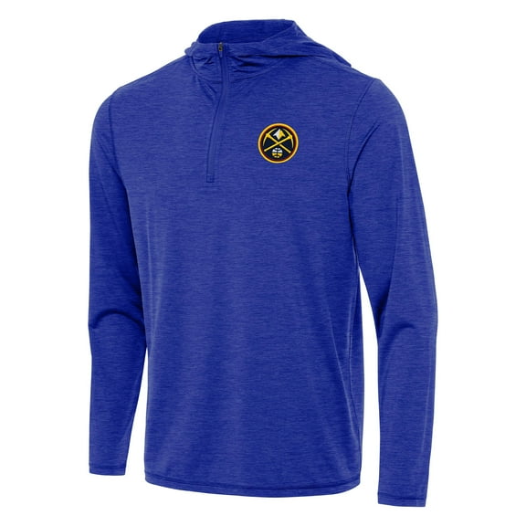 Men's Antigua Heather Royal Denver Nuggets Tidy Quarter-Zip Hoodie
