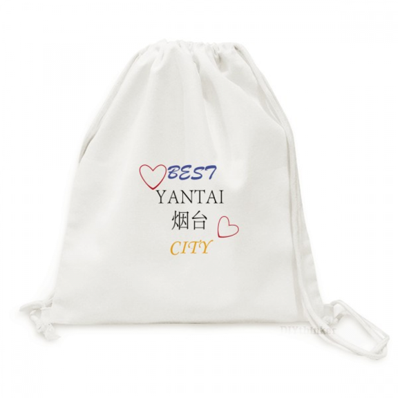 China Port City Sign Art Deco Fashion Backpack Canvas Drawstring Reusable Mesh Shopping Bag
