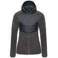 thumbnail image 2 of Little Donkey Andy Womens Insulated Hiking Jacket Warm Sherpa Fleece Zip Up Running Hybrid Jacket Hooded Light Soft Steel Grey XL, 2 of 7