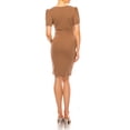 thumbnail image 3 of Moa Collection Women's Solid Sheath Dress with a Deep V-Neckline and Puff Sleeves, 3 of 6