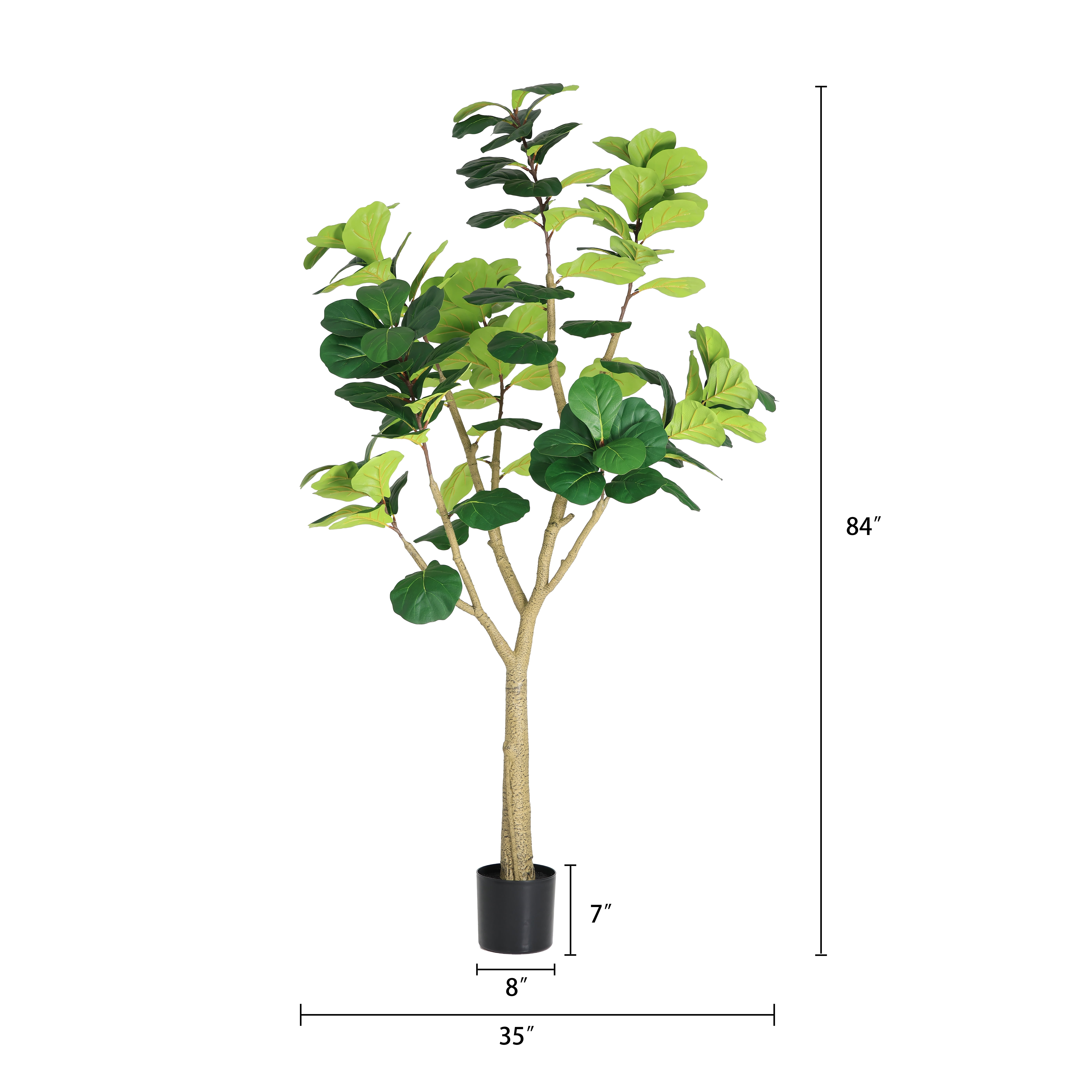 7FT Artificial Fiddle Leaf Fig Tree with White Planter Pot,Leaves Lifelike Fake Indoor Plant for Home Office Living Room Decoration