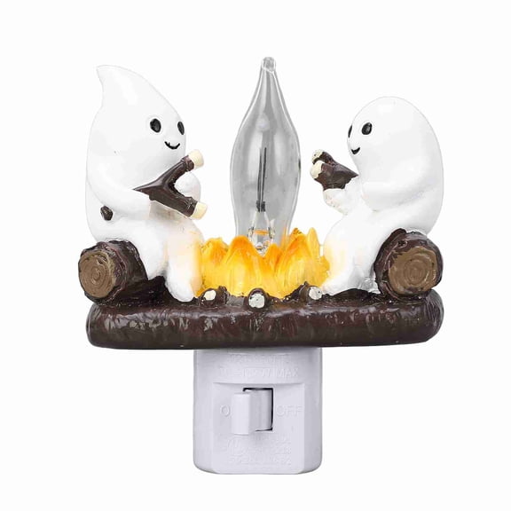 Ghost Campfire Flickering Nightlight LED Campfire Ghost Night Light Flickering Flame Lamp for Home Decoration US Plug 110V