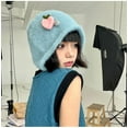 thumbnail image 3 of SikaFu Women's Y2K Cute Beanie Warm Fluffy Japanese Knit Hat Colorful Kawaii Ear Protection Tie Pullover Hat, 3 of 7