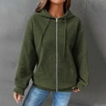 thumbnail image 2 of Breezora Ladies Casual Waffle Knit Hooded Jacket Loose Fit Drawstring Comfortable Fall Winter Outerwear Coat L Size Green, 2 of 7
