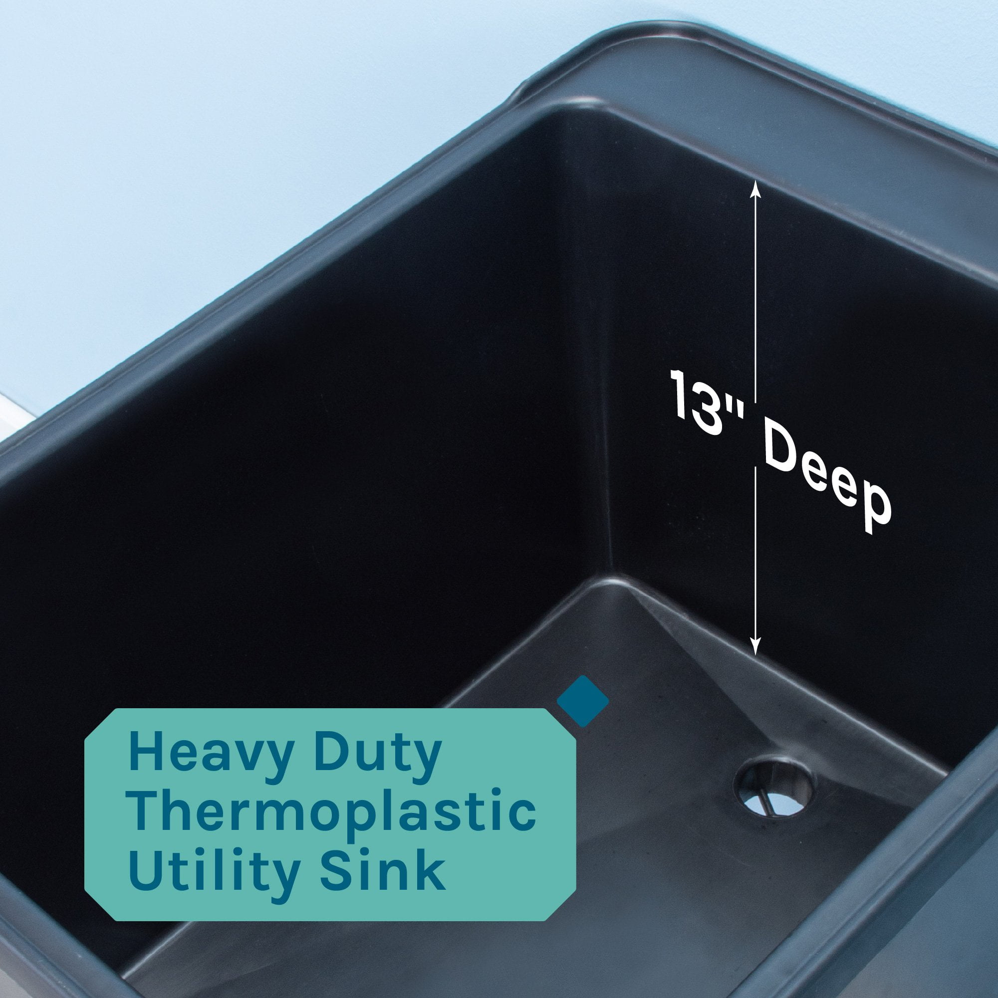 TEHILA Black Freestanding Floor Mount Space Saver Utility Sink with Black Faucet for Laundry Room