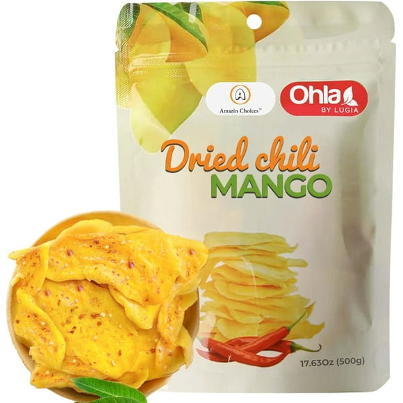 AMAZIN CHOICES Dried Chili Mango. Vegan, Non GMO and Gluten Free Chili Dried Mango Slices. Large Pack of Dried Fruit Snacks for Office - Snack Viet - Chili Fruit Snacks - Pack of One (17.63Oz)