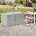 thumbnail image 2 of Pemberly Row 88-gallon Contemporary Rattan Patio Container Box Bin in Gray, 2 of 11