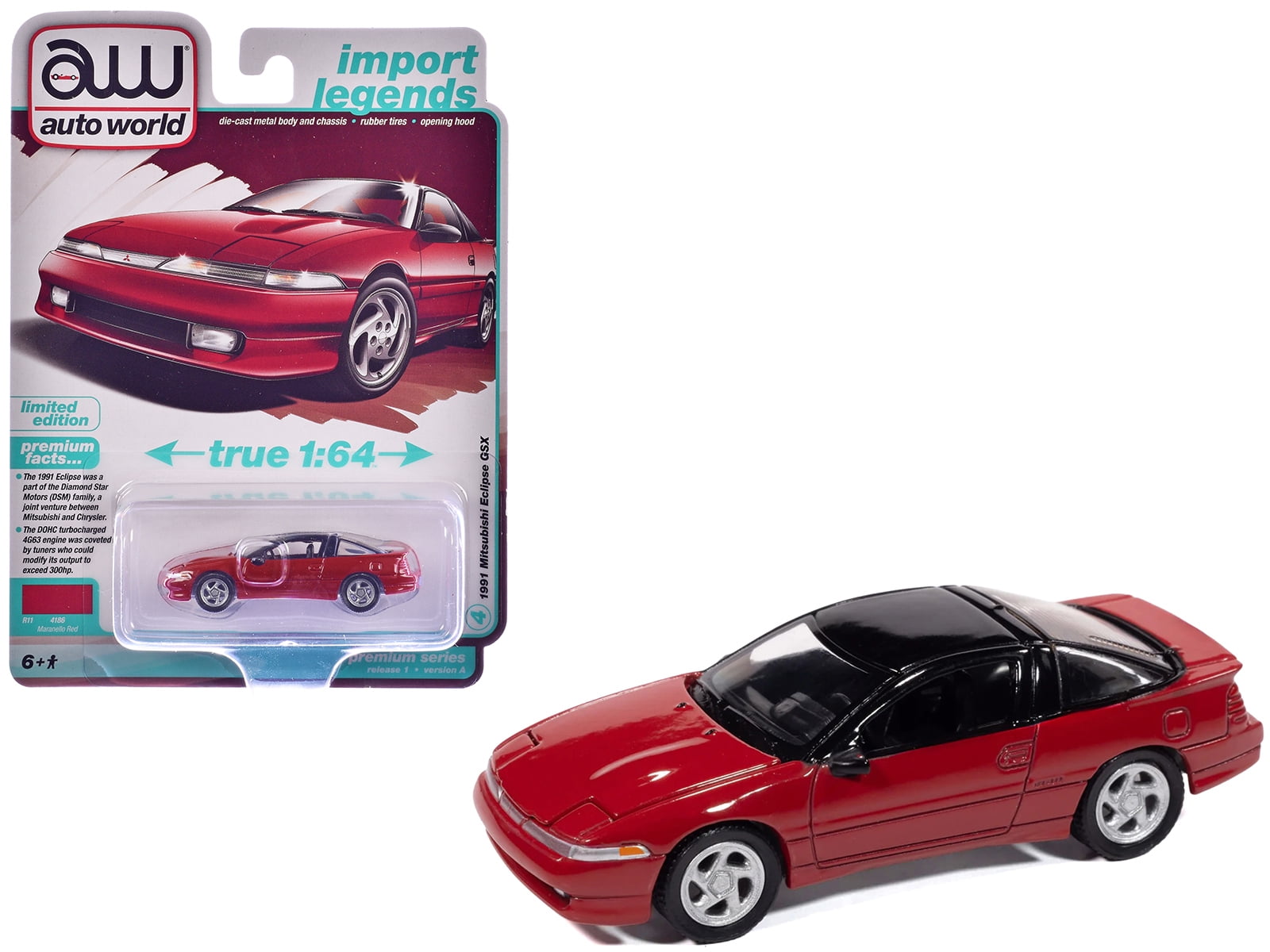 1991 Mitsubishi Eclipse GSX Maranello Red with Black Top 