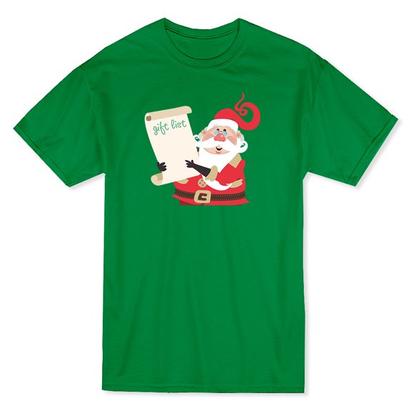 Christmas Gift List Santa's Graphic Men's Kelly Green T-shirt