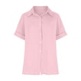 thumbnail image 6 of Kovlvoll Button down Shirts for Women Cotton Linen Casual Summer Turn down Solid Color Short Sleeve Shirt Tops, 6 of 7