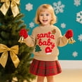 thumbnail image 3 of Aideaone Toddler Baby Boy Girl Christmas Sweater Letter Embroidery Pullover Sweatshirt Warm Crewneck Long Sleeve Tops for Infant 9M-3T, 3 of 7