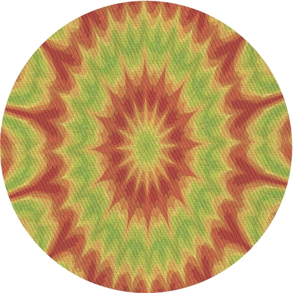 Ahgly Company Indoor Round Patterned Orange Red Orange Area Rugs, 4' Round