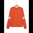 thumbnail image 1 of Sudadera Holgada A Rayas para Mujer (Otoño 2025), Cuello Redondo, Larga, Informal, con Bloques de Color Naranja M, 1 of 8