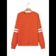 thumbnail image 1 of Sudadera Holgada A Rayas para Mujer (Otoño 2025), Cuello Redondo, Larga, Informal, con Bloques de Color Naranja S, 1 of 8