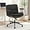 Black(linen+wooden Back)3, variant on Armless Modern Walnut Office Desk Chair with Wheels, PU Leather Adjustable Wide Swivel Executive Task Chair, Ergonomic Cross Legged Computer Chair for Conference Room, Home Office, Beige