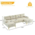 thumbnail image 3 of Convertible Sectional Sofa 110" U-Shape Sofa Couch 4-Seat Couch with Tufted Seat Cushion and Golden Metal Legs Linen Fabric Upholstered Modular Sofa for Living Room, Apartment, Office, Beige, 3 of 7