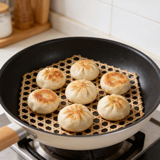 Reusable Bamboo Steamer Mat Non Stick Dumpling Liner for Bao Buns and Asian Steaming