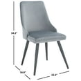 thumbnail image 3 of SAFAVIEH Zoi Contemporary Velvet Solid Dining Side Chair, Slate Grey/Black (Set of 2), 3 of 13