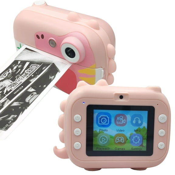 Instant Camera for Kids, Mini Thermal Printing Camera, No Ink Required, 48MP Camera,1080P HD Video, 32G TF Card, 3 Print Paper, 2.4 Inch Color Screen, Cute Animal Cartoon Design