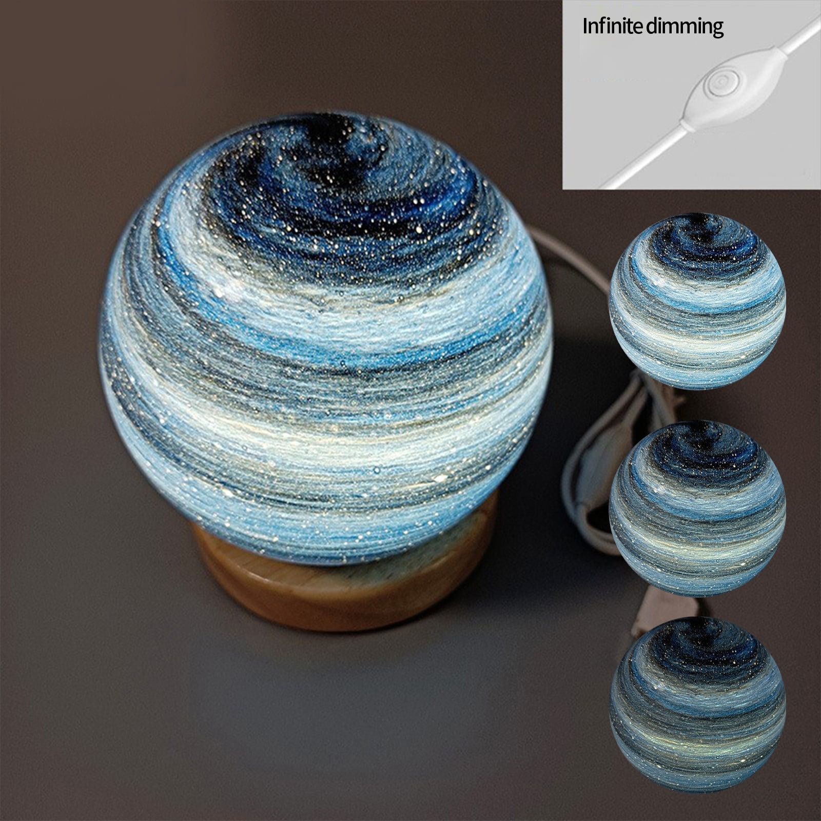 Gnmfd LED 3D Dimmable Planet Glass Ball Night Light USB Powered Mood Lamp for Bedroom, Bedside Table, Home Decoration, Romantic Night Light Gift, Lights for Room, Night Lights Plug Into Wall