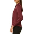 thumbnail image 4 of INSPIRE CHIC Women's Point Collar Button Up Long Sleeve Satin Office Business Casual Shirt, 4 of 6