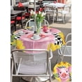 thumbnail image 5 of Outdoor Tablecloth with Umbrella Hole for Patio/Picnic/Party/Camping, Farmhouse Sunflowers Waterproof Table Cloth Round Cover Washable, Country Watercolor Pig Black Plaid (Dia 60"), 5 of 8