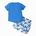 thumbnail image 3 of TOWED22 Toddler Baby Boy Summer Outfit Kids Cotton Printed Clothes Casual Short Sleeve Shirt Pants Set(Blue,12-18 M), 3 of 9