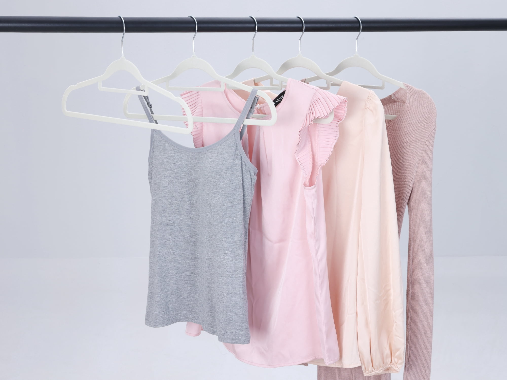 Unique Bargains Non-Slip Velvet Hangers for Closet Organization 10 Pcs Beige