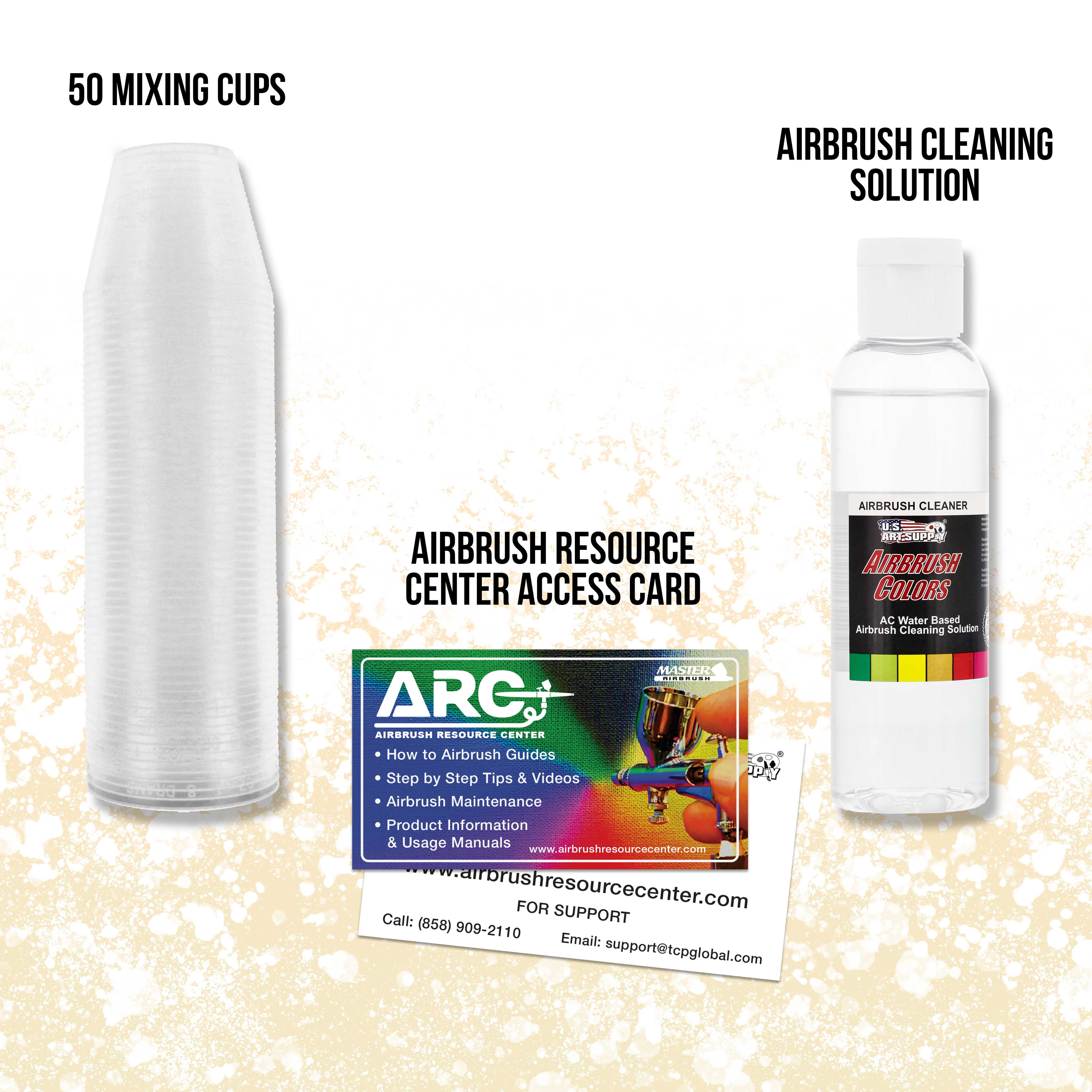 Master Multi-Purpose Professional Airbrushing System with 3 Airbrushes & Deluxe Compressor w/ 6 U.S. Art Supply Colors
